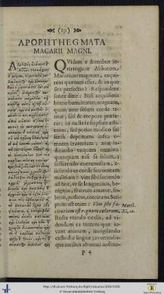 VIII. Apophthegmata Macarii Magni.