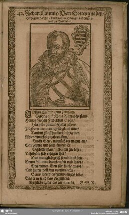 42. Johan Casimir, Von Gottes gnaden, Hertzog zu Sachsen, Landgraff in Düringen und Marggraff zu Meissen, etc.