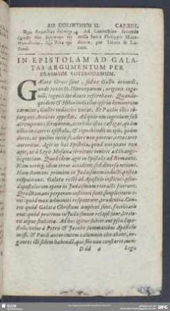 In Epistolam Ad Galatas Argumentum Per Erasmum Roterodamum