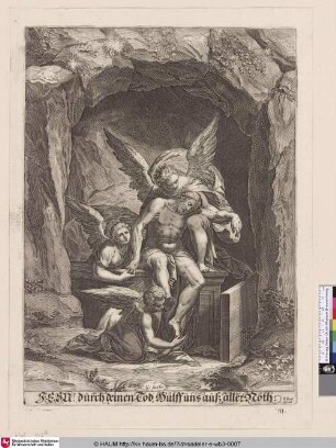 [Engel, welche den Leichnam Christi am Grabe halten]