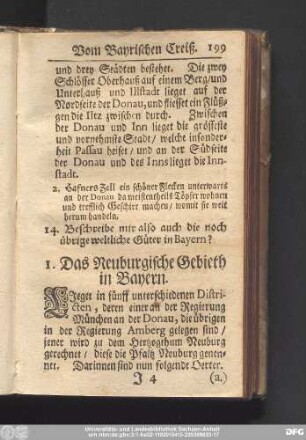 I. Das Neuburgische Gebieth in Bayern.