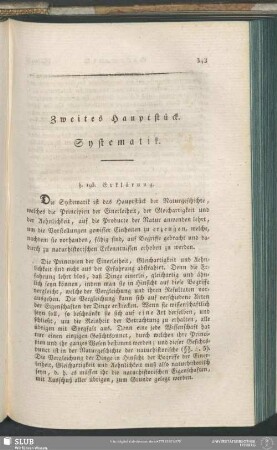 Zweites Hauptstück. Systematik