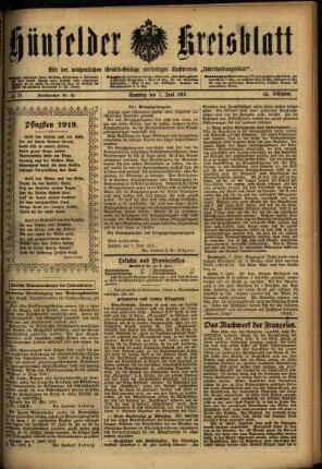 Ausgabe vom Samstag, den 07. Juni 1919.