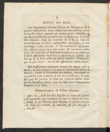 Détail des Loix