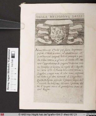 DELLA RELIGIONE DELLI [HEREMITI DI S. GIEROLEMO DI SPAGNA].