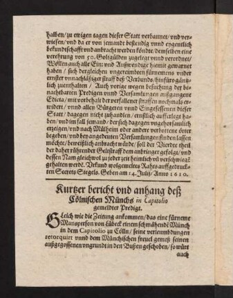 A3v-A4v, Kurtzer Bericht und Anhang deß Cölnischen Münchs