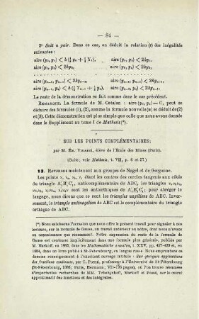 SUR LES POINTS COMLÉMENTAIRES.