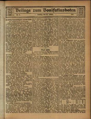 Zweite Ausgabe vom Sonntag, den 14. Januar 1917.