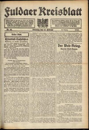 Erste Ausgabe vom Dienstag, den 23. Februar 1915.
