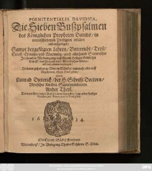 2: Ander Theyl. Darin die Vier letzten Buß-Psalmen begrieffen