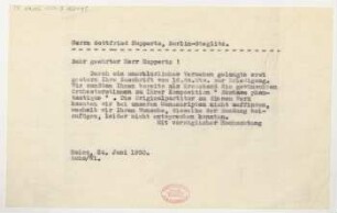 Brief an Gottfried Huppertz : 24.06.1930