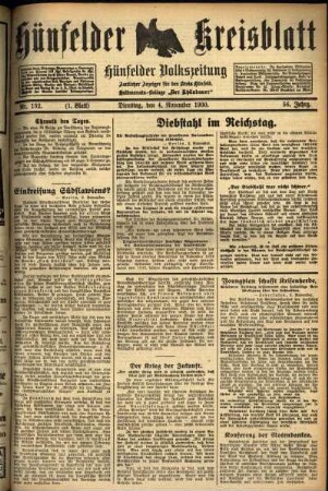 Erste Ausgabe vom Dienstag, den 04. November 1930.