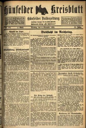 Erste Ausgabe vom Dienstag, den 04. November 1930.