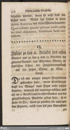 Zusätze zu den 11. Artickel des ersten Bandes und zu den 9. und 13. Artickeln des zweyten Bandes