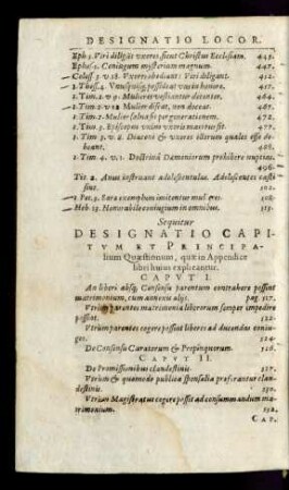 Designatio Capitvm Et Principalium Quaestionum, quae in Appendice libri huius explicantur.