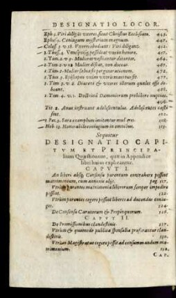 Designatio Capitvm Et Principalium Quaestionum, quae in Appendice libri huius explicantur.