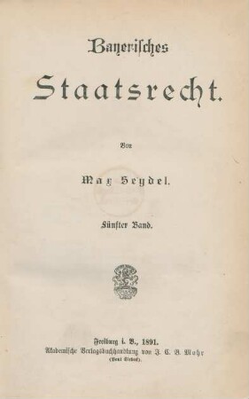 Bd. 5: Bayerisches Staatsrecht