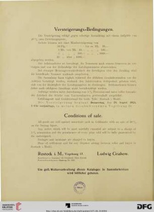 Versteigerungs-Bedingungen. Conditions of sale