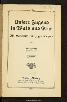 Unsere Jugend in Wald und Flur : ein Handbuch für Jugendwehren