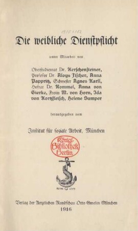 Die weibliche Dienstpflicht