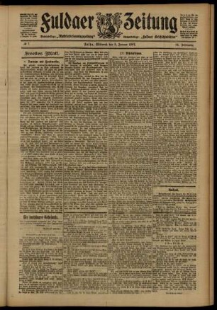 Zweite Ausgabe vom Mittwoch, den 09. Januar 1907.