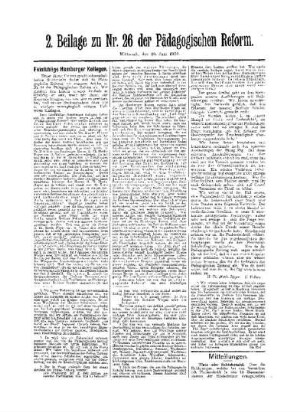 Mitteilungen : 2. Beilage zur Nr. 26 der Pädagogischen Reform