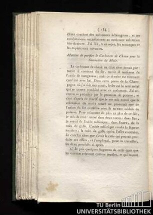 Manière de purifier le carbonate de chaux pour la saturation du moût
