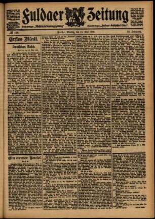 Erste Ausgabe vom Montag, den 15. Mai 1905.