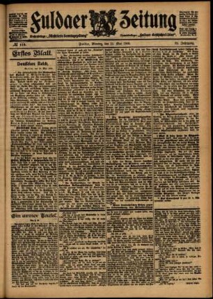 Erste Ausgabe vom Montag, den 15. Mai 1905.