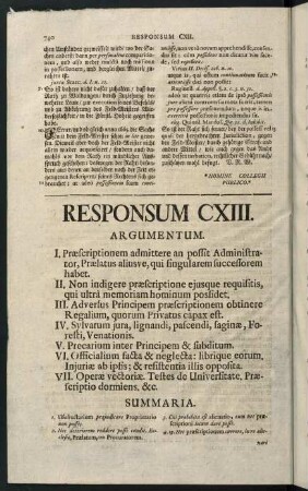 740-762, Responsum CXIII. Sylvar. jura inter princip. et subdit. - Responsum CXVI. Revocatio feudi a patre alienati.