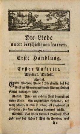 Mannheimer Schaubühne, 4[,2]. Die Liebe unter verschiedenen Larven : ein Schauspiel