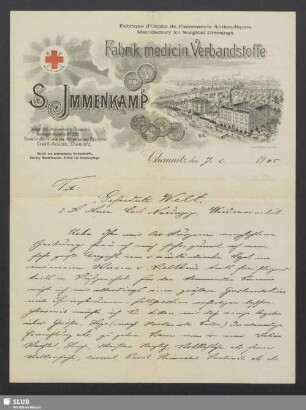 S. Immenkamp, Fabrik medicin. Verbandstoffe, Chemnitz : Schreiben