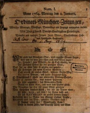 Ordinari-Münchner-Zeitungen. 1764