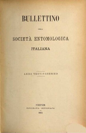 Bollettino della Società Entomologica Italiana. 23. 1891