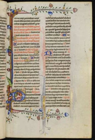 Initiale D mit Bordürenstäben und Fadenranken
