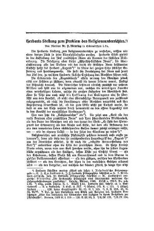 Herbarts Stellung zum Problem des Religionsunterrichtes