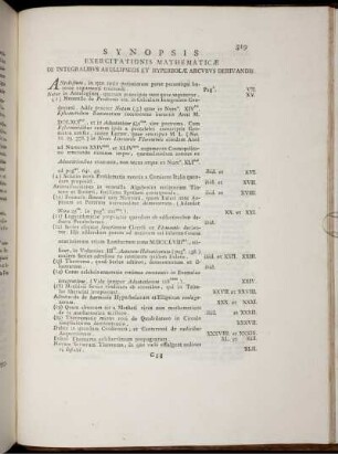 Synopsis Exercitationis Mathematicae. Selecta ex adnotaionibus Praecipuis in totius exercitationis contextum.