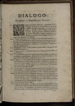 Dialogo. Forestiere, e Gentilhuomo Romano