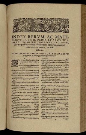 Index Rerum Ac Materiarum, Quæ In Prima Et Secunda Parte Huius Operis Tomi Secundi Votorum [...]