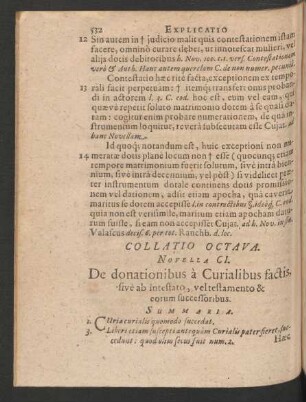 Collatio Octava. Novella CI. - CXVII.