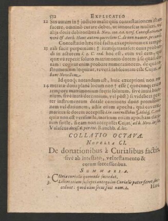 Collatio Octava. Novella CI. - CXVII.
