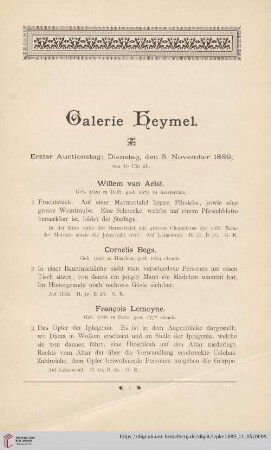 Erster Auctionstag: Dienstag, den 5. November 1889 (Nr. 1 - 90)