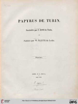 Band 2: Papyrus de Turin: Planches