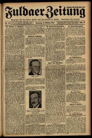 Ausgabe vom Samstag, den 31. Oktober 1931.