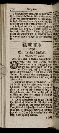 Anhang/ dreyer Geistreichen Lieder.