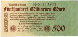Geldschein, 500 Milliarden Mark, 26.10.1923