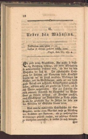 II. Ueber den Wahnsinn