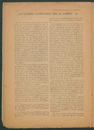 La teoría monetaria del Sr. Lorini