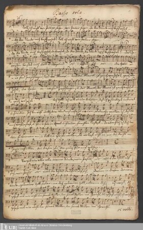 Ms. Ff. Mus. 1394 - Communion=Cantata : Soll ich nicht von Jammer sagen, da di pp. : B. solo, 1 flauto se piace, 2 violini, 1 viola, violoncello et organo