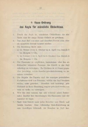 6) Haus-Ordnung des Asyls für männliche Obdachlose